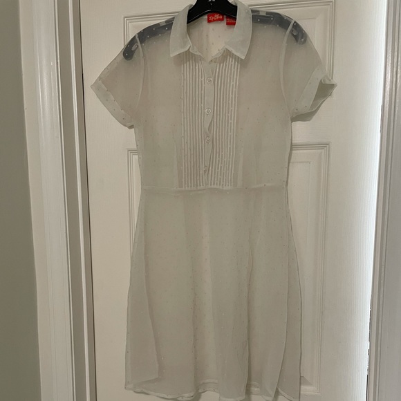 White vintage polka dot sheer dress